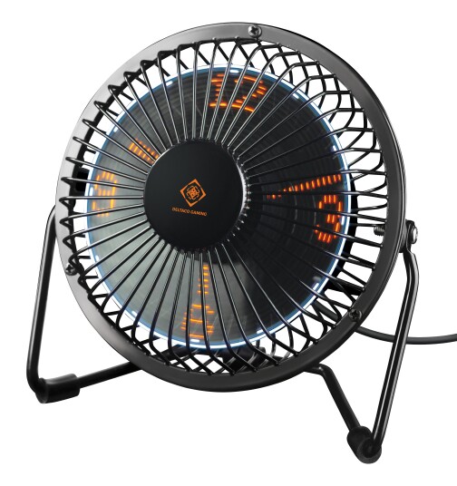 DELTACO USB desktop fan with clock black