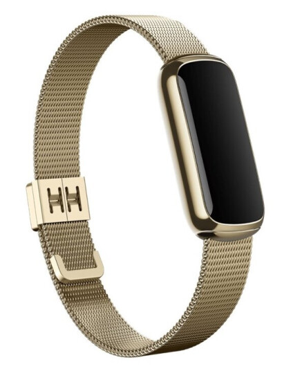 Fitbit Stainless Steel Mesh - Håndrem For Aktivitetssporer - 140-201 Mm - Soft Gold Stainless Steel - For Fitbit Luxe