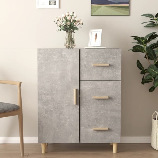vidaXL Skjenk betonggrå 69,5x34x90 cm konstruert tre vidaXL Skjenk betonggrå 69,5x34x90 cm konstruert tre