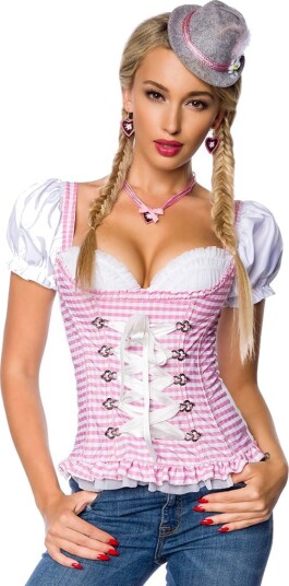 Rosa Dirndl Oktoberfestkorsett med Push Up Rosa Dirndl Oktoberfestkorsett med Push Up