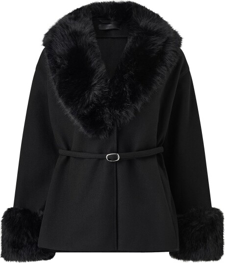 Gina Tricot - Jakke Faux fur collar belted jacket - Svart