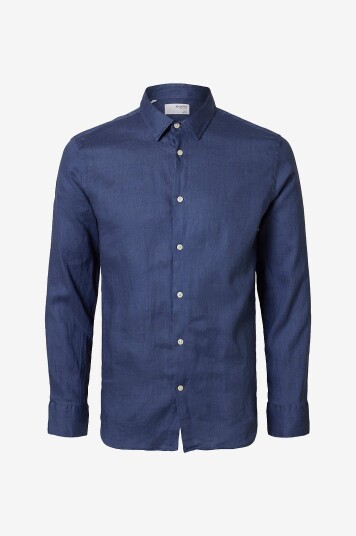 Selected HOMME   Skjorte slhRegkylian linen Shirt LS Classic   Blå