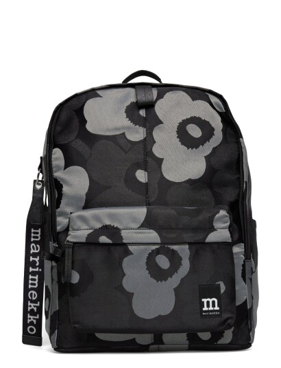 Zip Top Backpack Unikko Black Marimekko GREY, DARK GREY, BLACK ONE SIZE