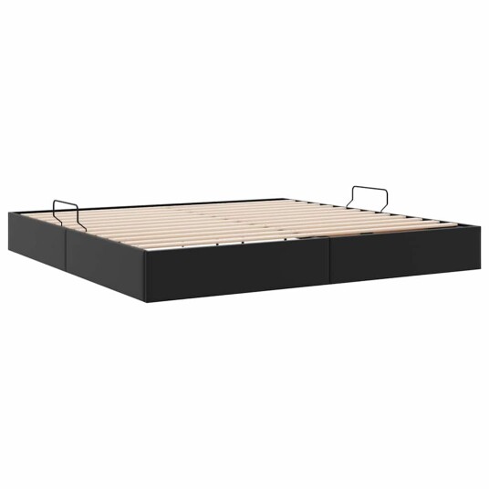 Seng med Oppbevaring med madrass Svart 200 x 200 cm Kunstlær