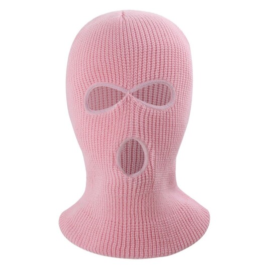 Vinter helmaske Tre hulls Balaclava Strikket hattehals Damask Rosa Vinter helmaske Tre hulls Balaclava Strikket hattehals Damask Rosa