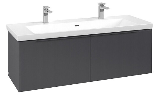 Villeroy & Boch  Subway 3.0 Servantskap m/2 skuffer 1272x429x478 mm Grafitt Matt