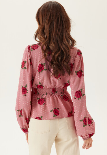 Bubbleroom V-Neck Smock Blouse Pink 40 Bubbleroom V-Neck Smock Blouse Pink 40