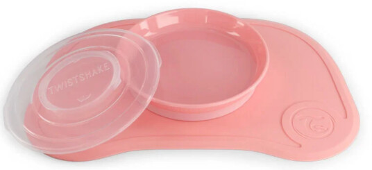 Twistshake Barnetallerken med Click-Mat, Pastel Rosa