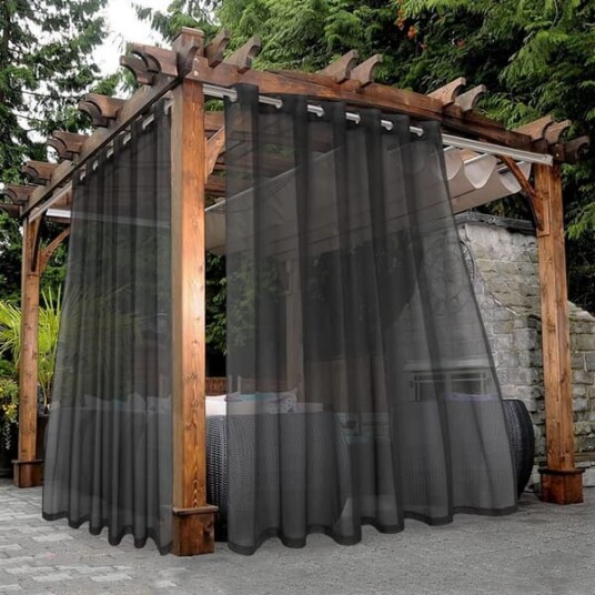 2 pakning Vanntett for utendørs bruk Ensfarget Gjennomsiktige terrassesgardiner Solbeskyttelse og UV med brede ringer Egnet for innendørs bruk living_yu
