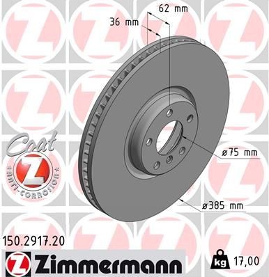 Bremseskive ZIMMERMANN 150.2917.20