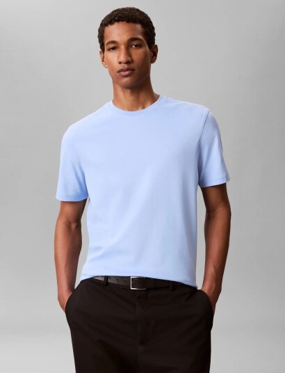 Calvin Klein Ss Supima Chest Emb Crewneck Tee Blue M Calvin Klein Ss Supima Chest Emb Crewneck Tee Blue M