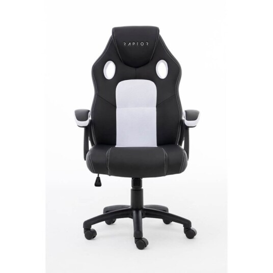 RAPTOR Gaming stol GS-40 Compact Kunstskinn & Stoff Svart/Hvit RAPTOR Gaming stol GS-40 Compact Kunstskinn & Stoff Svart/Hvit
