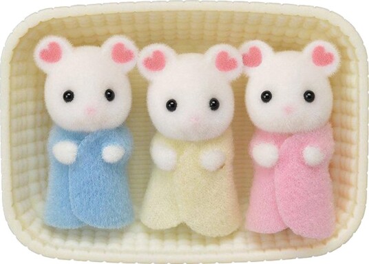 Sylvanian Families Marshmallow Musetrillinger 3-pack Dukkefigur med Kurv