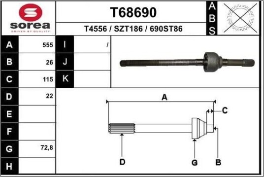 EAI T68690 Drivaksel EAI T68690 Drivaksel