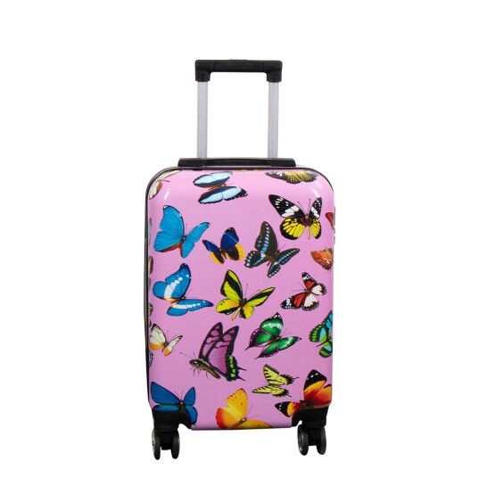 Borg Living Kabinkoffert - hardcase lettvektskoffert - trolley med motiv - rosa med sommerfugltrykk Borg Living Kabinkoffert - hardcase lettvektskoffert - trolley med motiv - rosa med sommerfugltrykk