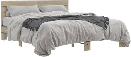 Sengeramme sonoma eik 160x200 cm konstruert tre og metall 8721102614347
