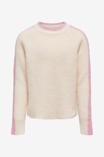 Kids Only Genser kogSara L/S Panel O neck Knt Hvit