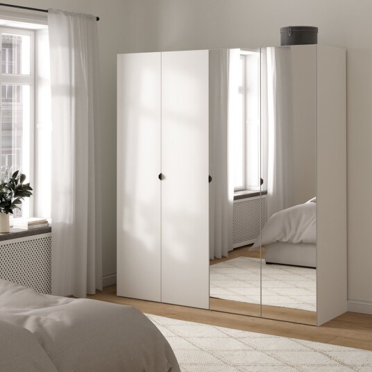 LIND NEST GARDEROBESKAP 200X220X60CM HVIT MED SPEIL