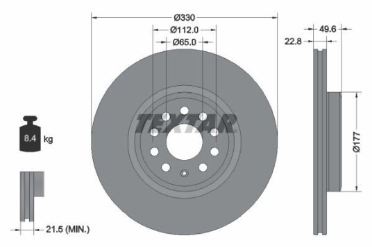 Bremseskive TEXTAR 92327103 Bremseskive TEXTAR 92327103