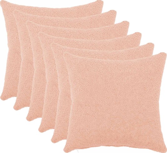 vidaXL Putetrekk 6 pcs HEERLEN Rosa 50 x 50 cm Bouclé