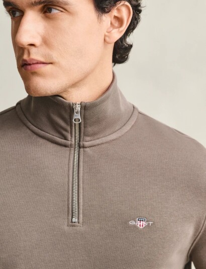 Gant Reg Shield Half Zip Sweat Brown XXL