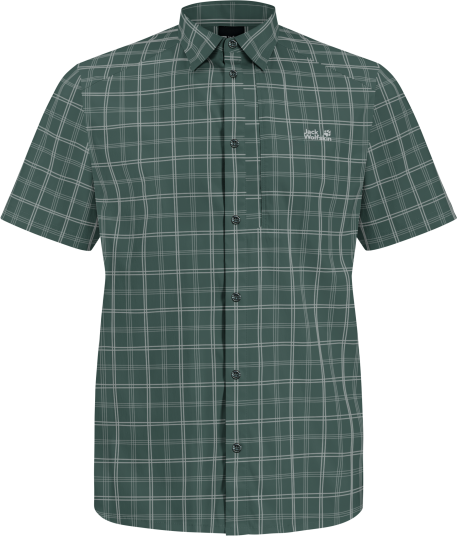 Jack Wolfskin Men"s Norbo Short Sleeve Shirt Check Sago Palm XXL
