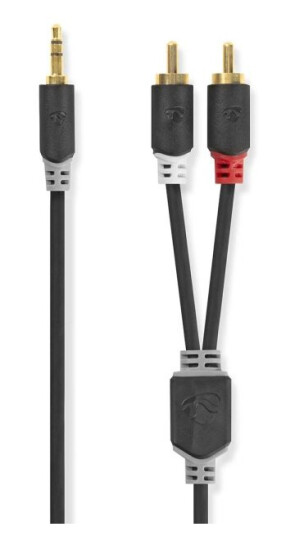 Nedis Stereo lydkabel | 3.5 mm Han | 2x RCA Han | Gull belagt | 0.50 m | Rund | Antrasitt | Boks Nedis Stereo lydkabel | 3.5 mm Han | 2x RCA Han | Gull belagt | 0.50 m | Rund | Antrasitt | Boks
