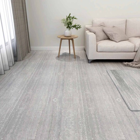 Gulvplanker 5,11 m² 55 pcs PVC Lys Grå og Hvit