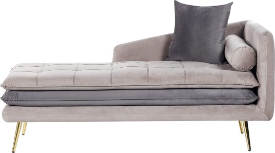 Schäslong Beliani Gonesse Beige Grå Guld Beige\|\|Grey\|\|GOLD