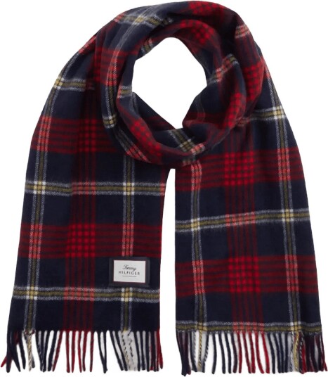 Tommy Hilfiger Th Wool Check Scarf Navy ONE SIZE