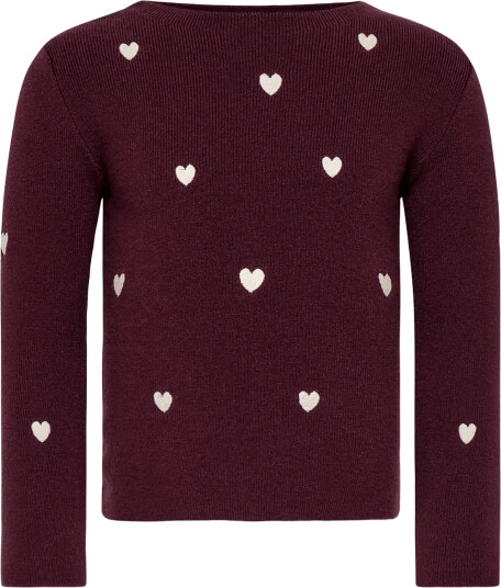 Kids Only Kmghearts L/S Pullover Knt   Burgundy   92