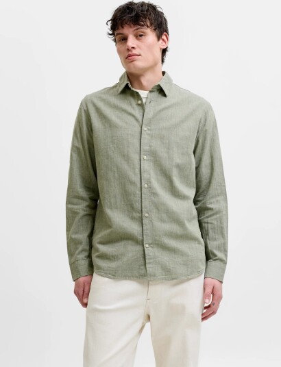 Jack & Jones Jjesummer Linen Blend Shirt L/S Sn Green L