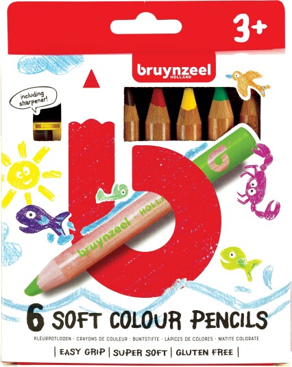 Fargeblyanter Kids tykke myk stift 6 stk Fargeblyanter Kids tykke myk stift 6 stk