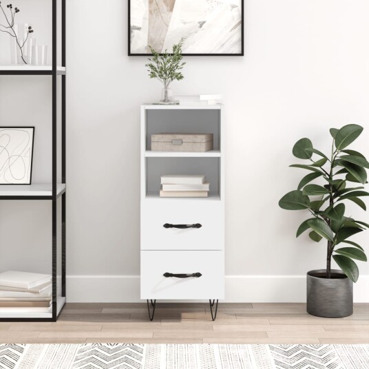 vidaXL Skjenk hvit 34,5x34x90 cm konstruert tre vidaXL Skjenk hvit 34,5x34x90 cm konstruert tre