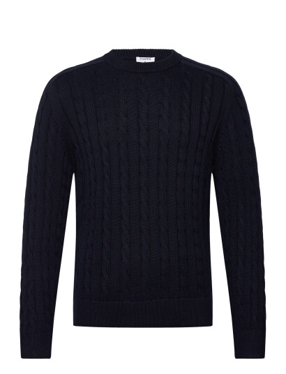 Filippa K Braided Cotton Crewneck Sweate Navy M
