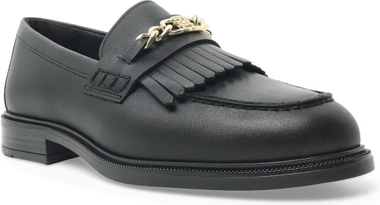 Tommy Hilfiger Th Chain Fringe Leather Loafer Black 36