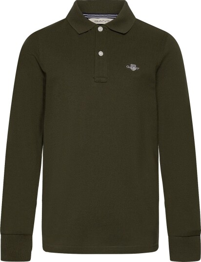 Gant Kids Shield Ls Pique Polo Shirt - DARK MOSS GREEN - 176