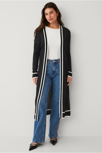 Ellos Collection Lang cardigan med slisser Svart