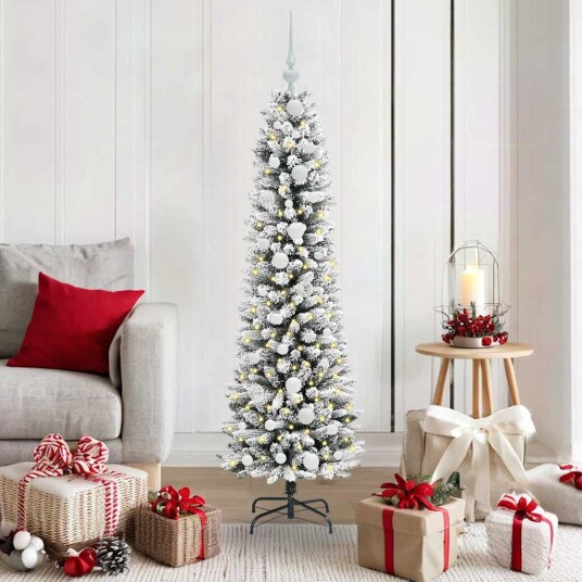 Kunstig juletre Grønn og hvit 150 cm PVC og Metall og Plast Kunstig juletre Grønn og hvit 150 cm PVC og Metall og Plast