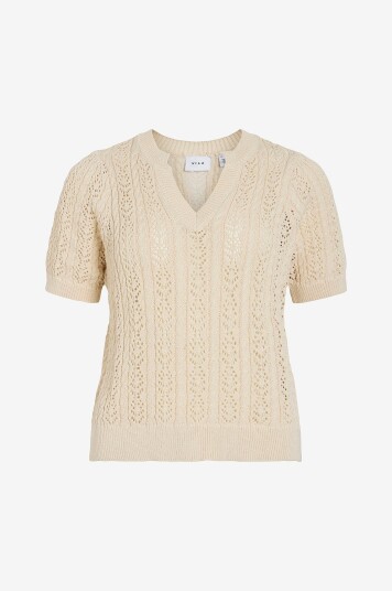 Vila Topp viToto New S/S Cable Knit Top Grå