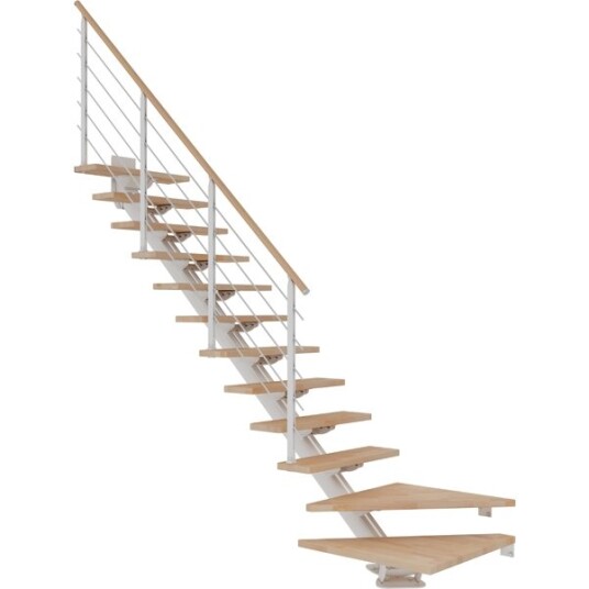 Dolle Sydney L trapp Hvit 9016 design oljeret Bøk 75 11 Loddret Høyde 222 270cm