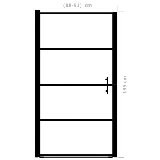 Dusjdør frostet herdet glass 91x195 cm svart