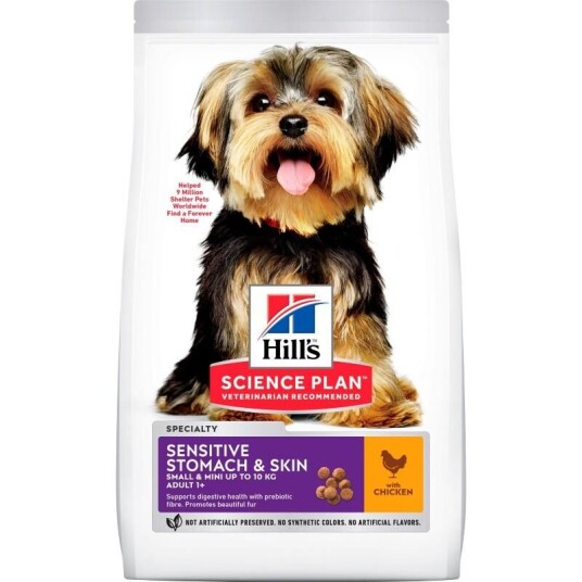 Hill's Science Plan Hundefôr Voksen Kylling 1,5 kg for Sensitiv Mage og Hud Small & Mini Hill's Science Plan Hundefôr Voksen Kylling 1,5 kg for Sensitiv Mage og Hud Small & Mini