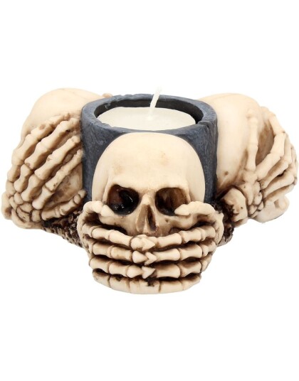 Hear No Evil See No Evil Skjelett Telysholder 11 cm