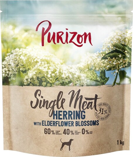 Purizon Tørrfôr Adult Single Meat Dog Sild Med Hylleblomst Kornfri 1 kg