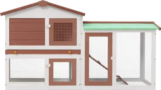 Stort Utendørs Kaninbur Brun Og Hvit 145X45X84 cm Tre Stort Utendørs Kaninbur Brun Og Hvit 145X45X84 cm Tre