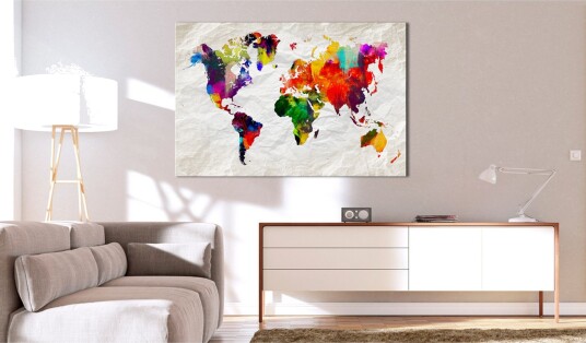 Tavle World Map: Rainbow Madness 120X80 Artgeist sp. z o. o.