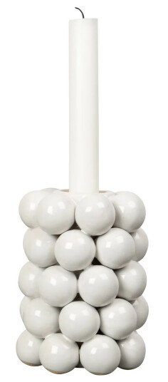 Byon Globe 13,5 cm Hvit lysestake keramikk