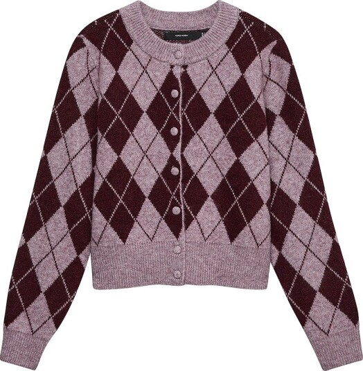 Vero Moda Vmhalo Ls O Neck Argyle Cardigan Boo Burgundy M Vero Moda Vmhalo Ls O Neck Argyle Cardigan Boo Burgundy M