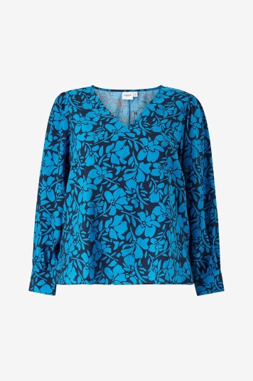 Evoked Vila - Bluse Vimille Noa V-neck L/s Top/cur/su - Blå